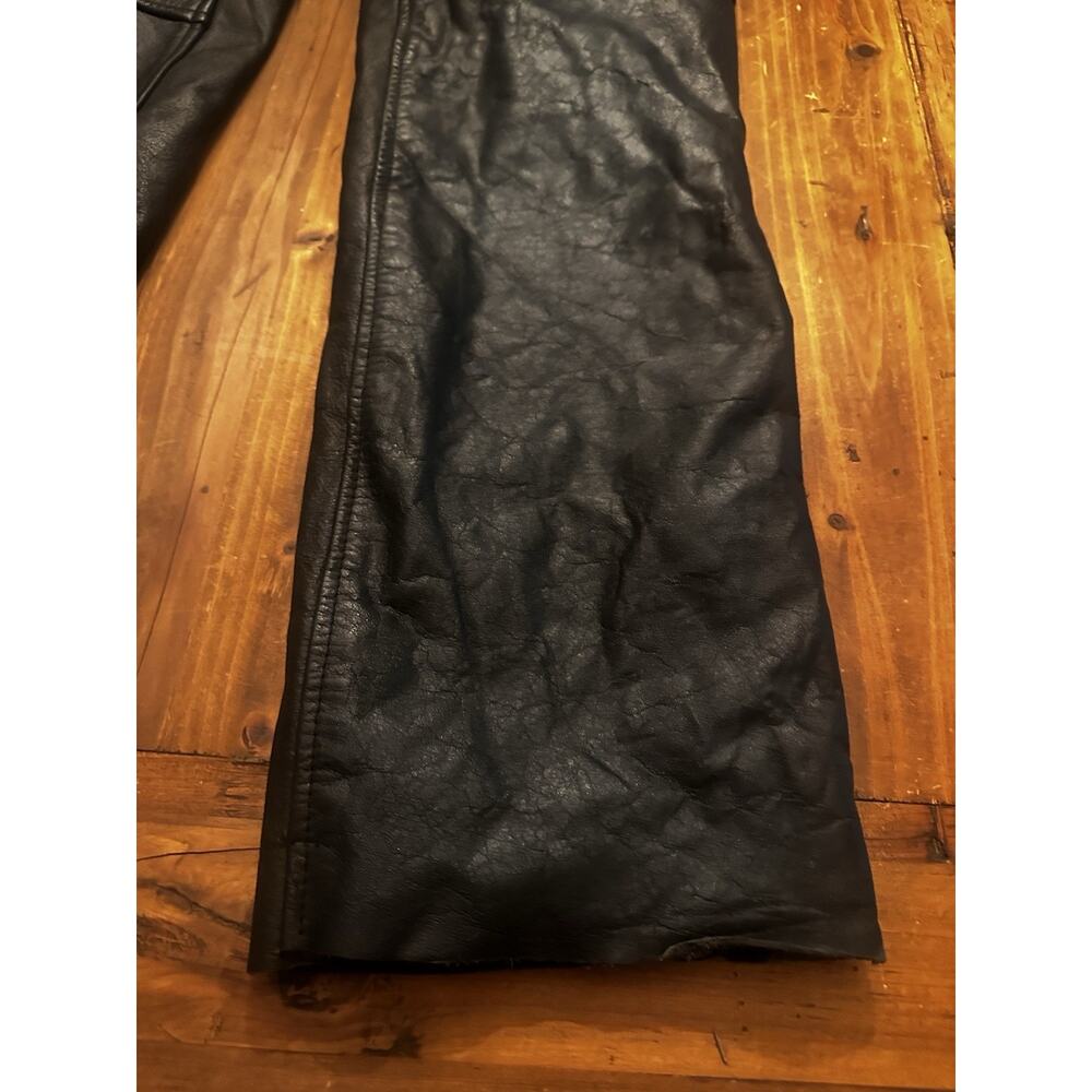 Hot Leather Chaps Genuine Size Large Zip Snap Buckle Motorcycle Riding Biker - Picture 9 of 13